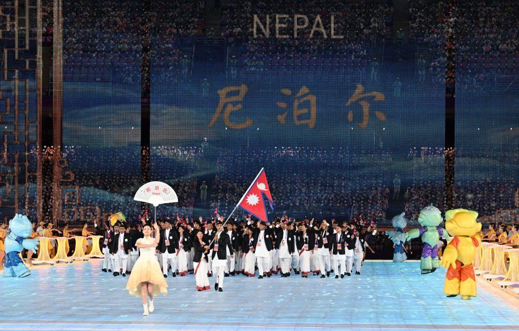 १९औँ एसियाली खेलकुदको उद्घाटन, प्रधानमन्त्री दाहाल पनि सहभागी